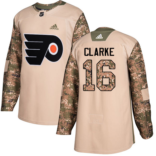 Adidas Flyers #16 Bobby Clarke Camo Authentic Veterans Day Stitched Youth NHL Jersey - Click Image to Close